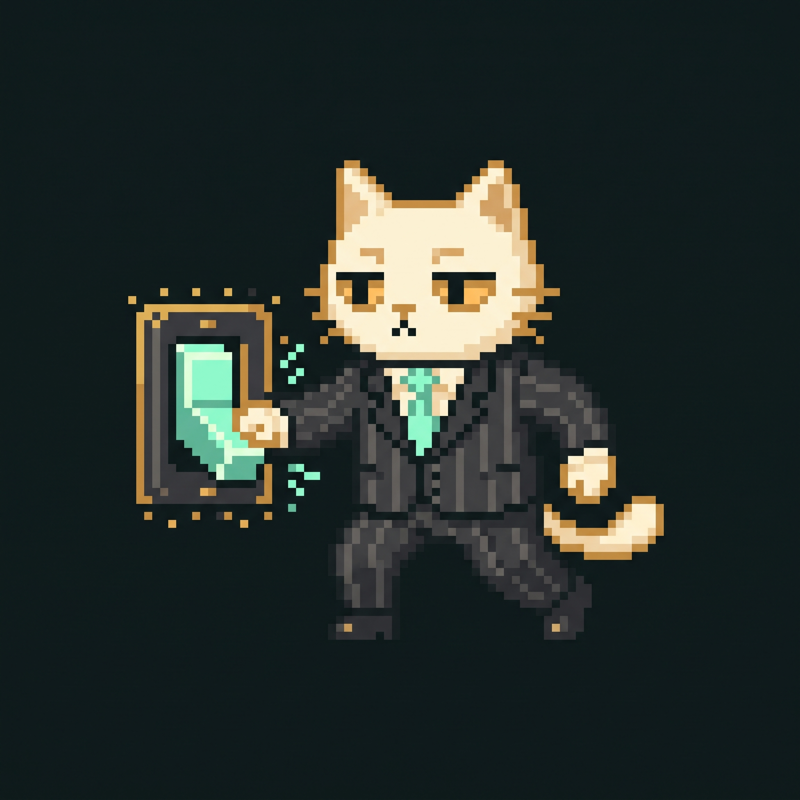 Mascot pose — flipping the switch